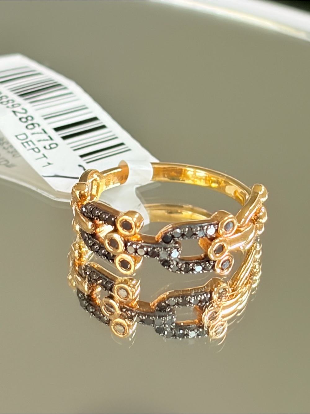 Rarities Carol Brodie GENUINE  1/5ctw BLACK Diamond Horseshoe Link Ring  7 NWT - Picture 12 of 12